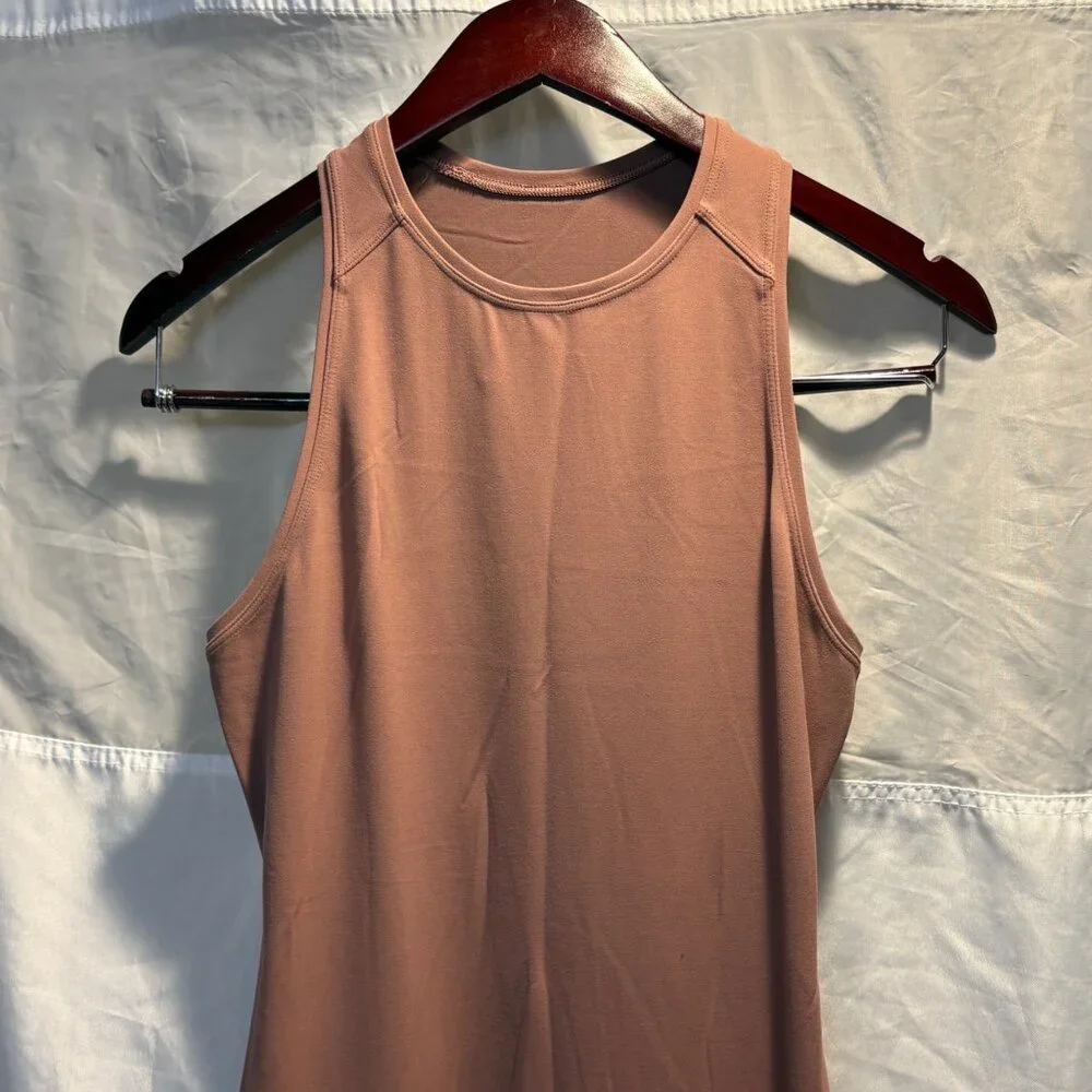 Like New Lululemon Get Going Midi Dress Red Dust Nulu Racerback Tank Size 4 S - Picture 3 of 15